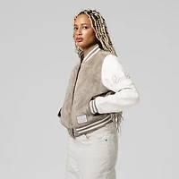 Women's Mitchell & Ness  Tan Pittsburgh Steelers Full-Snap Varsity Jacket