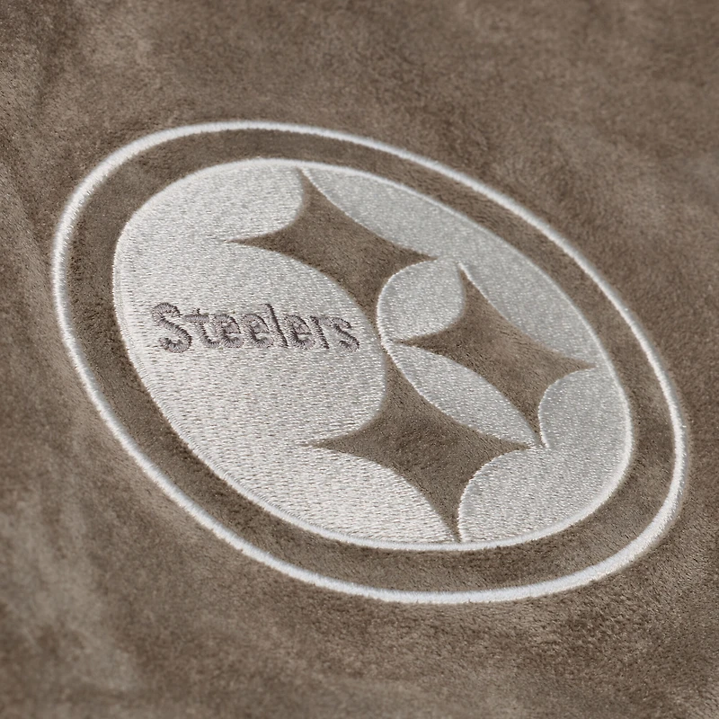 Veste universitaire Mitchell & Ness beige Pittsburgh Steelers pour femme, à boutons-pression.