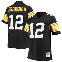 Maillot réplique de joueur Mitchell & Ness Terry Bradshaw noir Pittsburgh Steelers Legacy pour femme