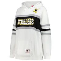 Sweat à capuche rétro Mitchell & Ness blanc pour femme, grande taille, motif entraîneur-chef des Steelers de Pittsburgh