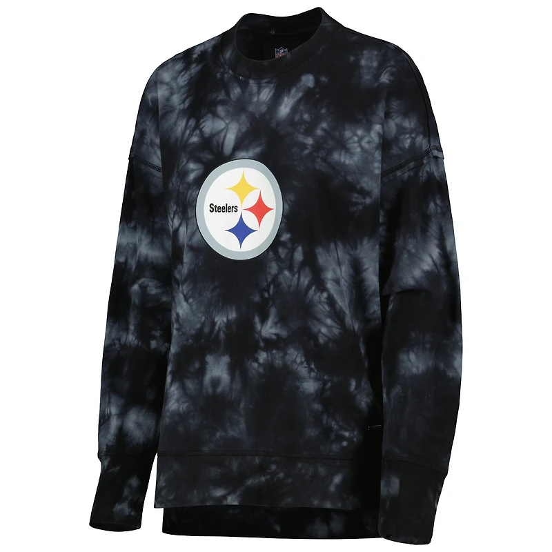 Sweat-shirt à capuche noir MSX by Michael Strahan pour femme, motif Bailey Tie-Dye Tri-Blend des Pittsburgh Steelers