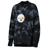 Sweat-shirt à capuche noir MSX by Michael Strahan pour femme, motif Bailey Tie-Dye Tri-Blend des Pittsburgh Steelers