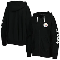 MSX by Michael Strahan pour femmes Black Pittsburgh Steelers Emerson - Chandail à capuchon avec fermeture glissière complète