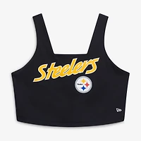 Women's New Era Black/Gold Pittsburgh Steelers Reversible Cropped Sport Classics Tank Top