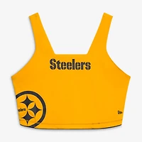 Women's New Era Black/Gold Pittsburgh Steelers Reversible Cropped Sport Classics Tank Top