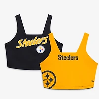 Débardeur court réversible New Era noir et or Pittsburgh Steelers pour femme