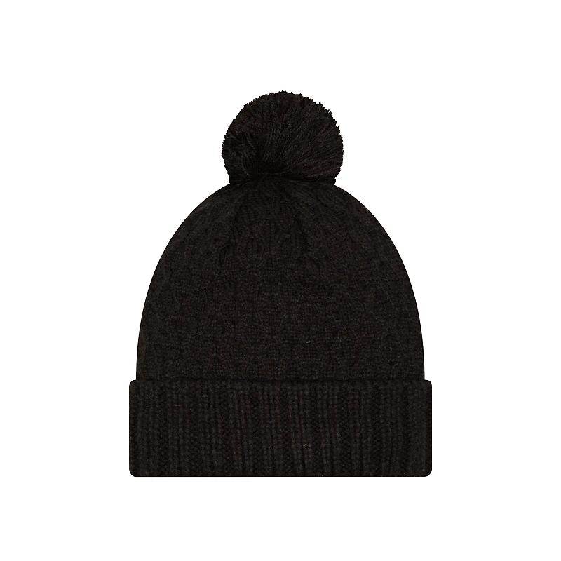 Bonnet en tricot épais à revers avec pompon pour femme New Era Pittsburgh Steelers Active noir