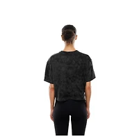 T-shirt court boxy sport noir délavé minéral pour femme des Pittsburgh Steelers de New Era