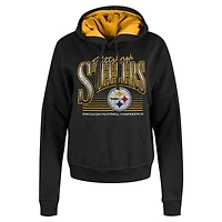 Women's New Era Black Pittsburgh Steelers Boxy Pullover Hoodie