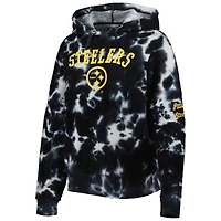 Sweat à capuche en molleton Cloud Dye des Pittsburgh Steelers New Era pour femme, noir