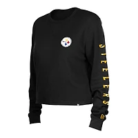 Women's New Era  Black Pittsburgh Steelers Sport Night Thermal Long Sleeve T-Shirt