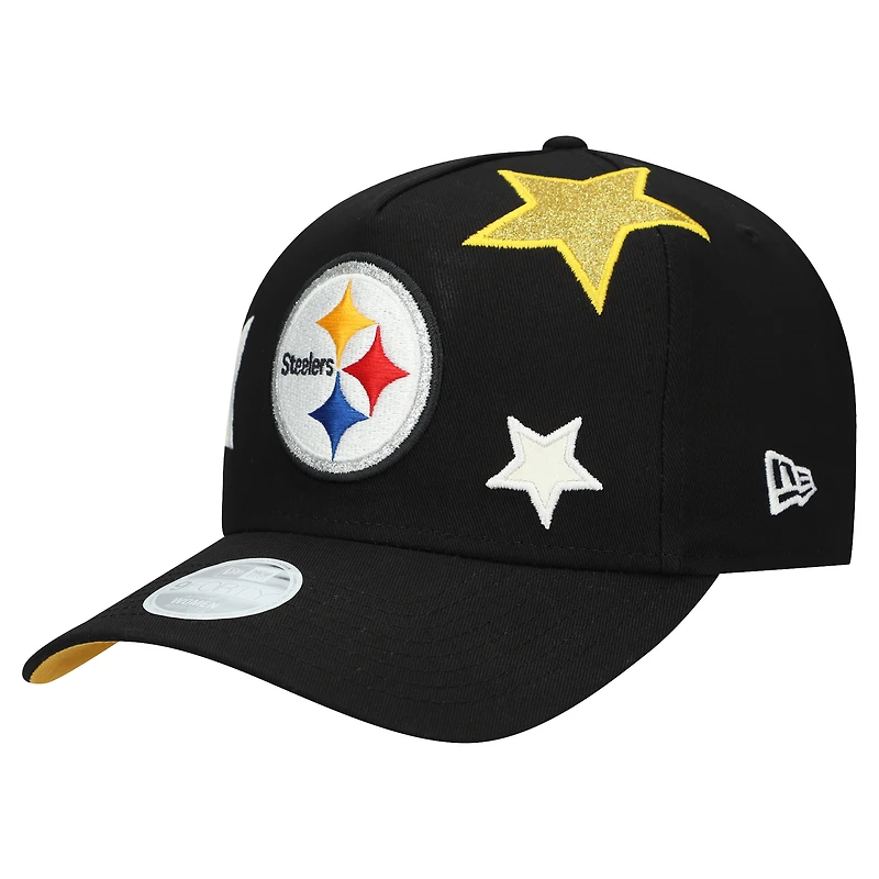 Women's New Era  Black Pittsburgh Steelers  Stardom A-Frame 9FORTY Adjustable Hat