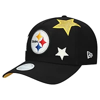 Women's New Era  Black Pittsburgh Steelers  Stardom A-Frame 9FORTY Adjustable Hat
