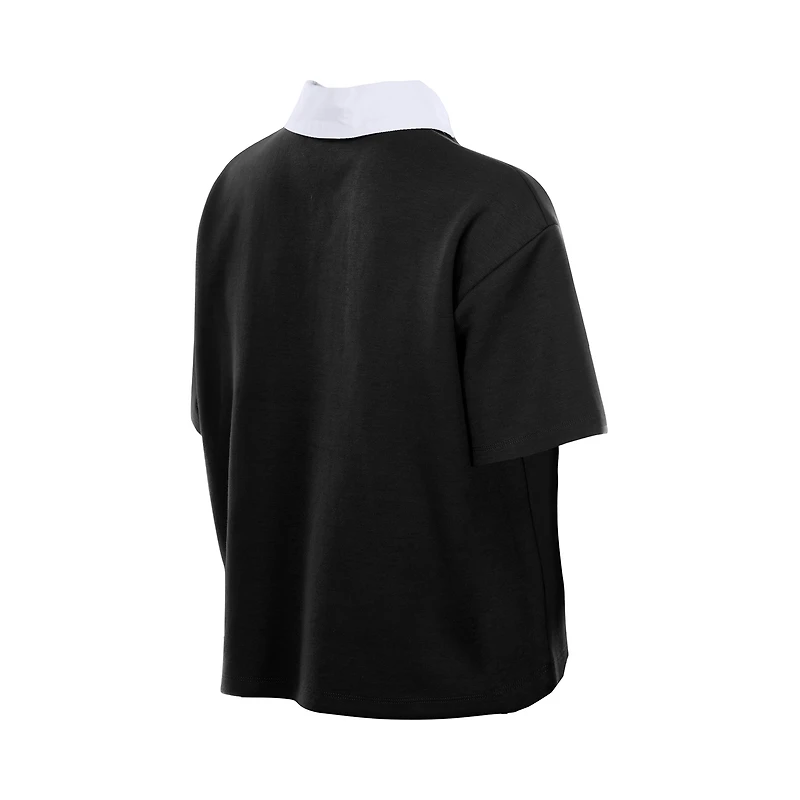Polo court noir New Era pour femme, coupe carrée et rétro, des Steelers de Pittsburgh
