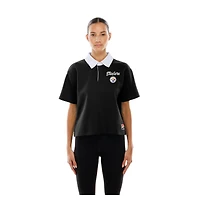 Polo court noir New Era pour femme, coupe carrée et rétro, des Steelers de Pittsburgh