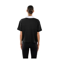 Polo court noir New Era pour femme, coupe carrée et rétro, des Steelers de Pittsburgh