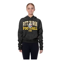 Women's New Era Black Pittsburgh Steelers Throwback Boxy Hoodie Sweatshirt