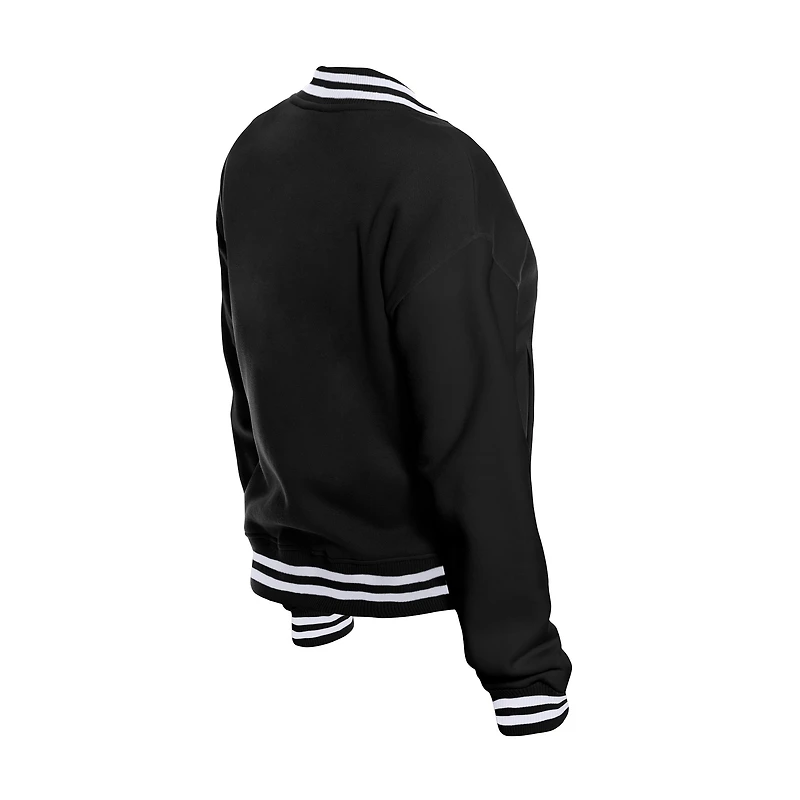 Women's New Era Black Pittsburgh Steelers Throwback Fleece Full-Snap Jacket