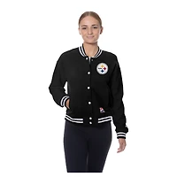 Veste polaire noire à boutons-pression pour femme New Era des Pittsburgh Steelers