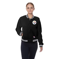 Women's New Era  Black Pittsburgh Steelers Throwback Fleece Full-Snap Jacket
