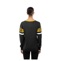 Women's New Era  Black Pittsburgh Steelers Throwback Lace-Up Long-Sleeve T-Shirt