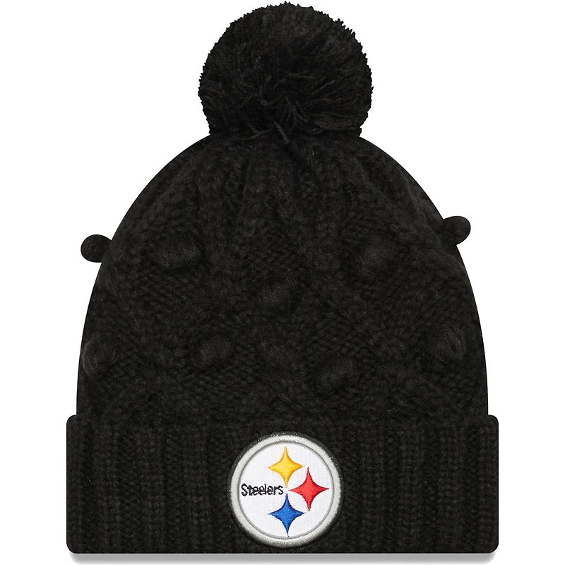 Bonnet Toasty Cuffed Pom Knit des Pittsburgh Steelers New Era pour femme - Noir