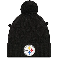 Bonnet Toasty Cuffed Pom Knit des Pittsburgh Steelers New Era pour femme - Noir