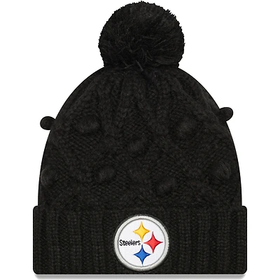 Bonnet Toasty Cuffed Pom Knit des Pittsburgh Steelers New Era pour femme - Noir
