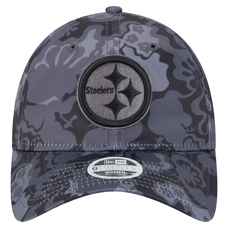 Casquette ajustable New Era noire pour femme Pittsburgh Steelers Trippy 9TWENTY