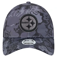Casquette ajustable New Era noire pour femme Pittsburgh Steelers Trippy 9TWENTY