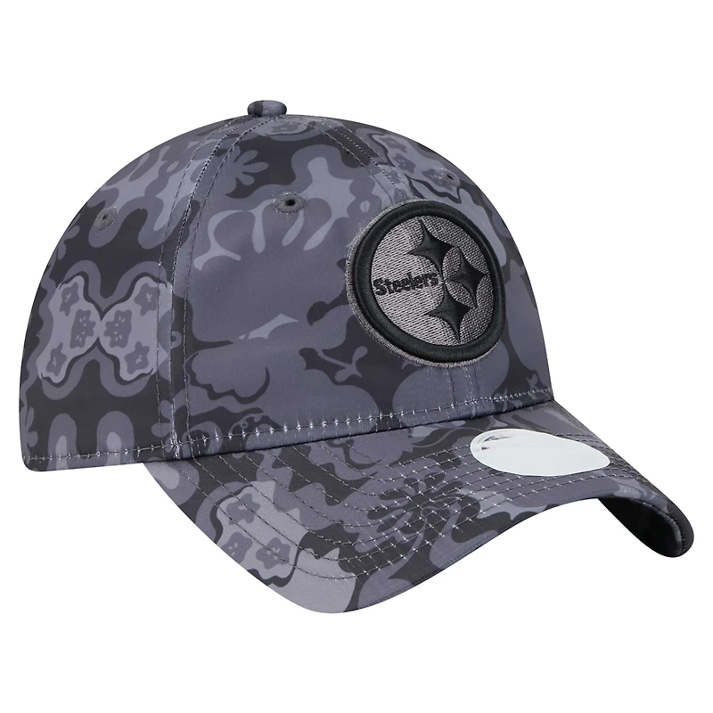 Casquette ajustable New Era noire pour femme Pittsburgh Steelers Trippy 9TWENTY
