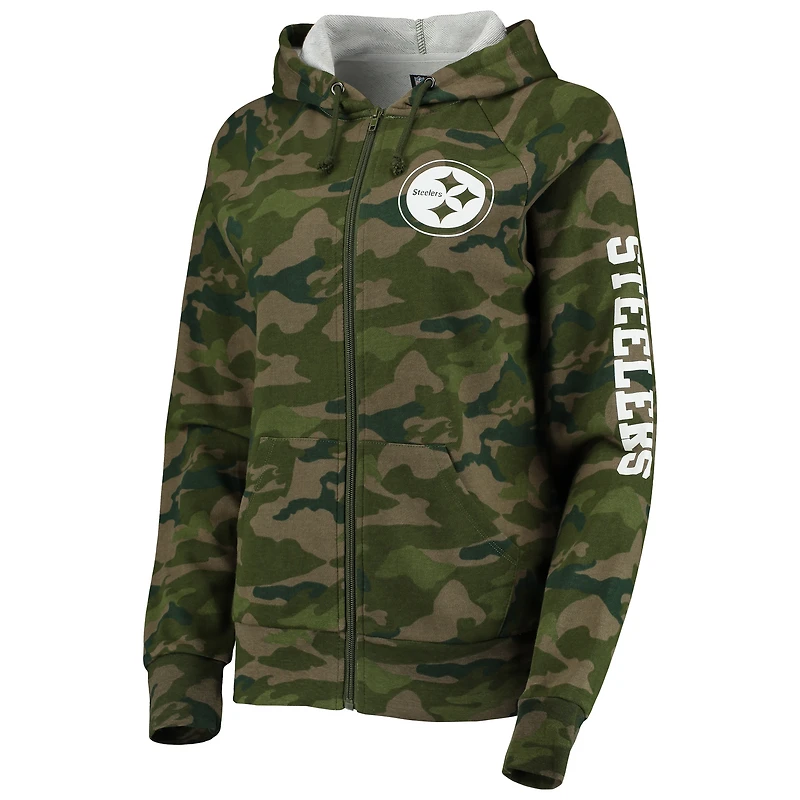 Women's New Era Camo Pittsburgh Steelers Raglan Full-Zip Hoodie