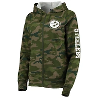 Women's New Era Camo Pittsburgh Steelers Raglan Full-Zip Hoodie