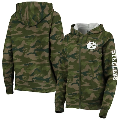 Women's New Era Camo Pittsburgh Steelers Raglan Full-Zip Hoodie
