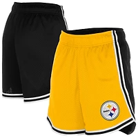 Short en maille Sport Classics New Era doré/noir pour femme des Pittsburgh Steelers