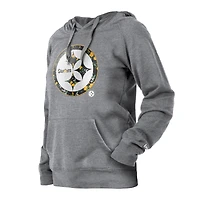 Sweat à capuche raglan floral New Era pour femmes, gris, Pittsburgh Steelers