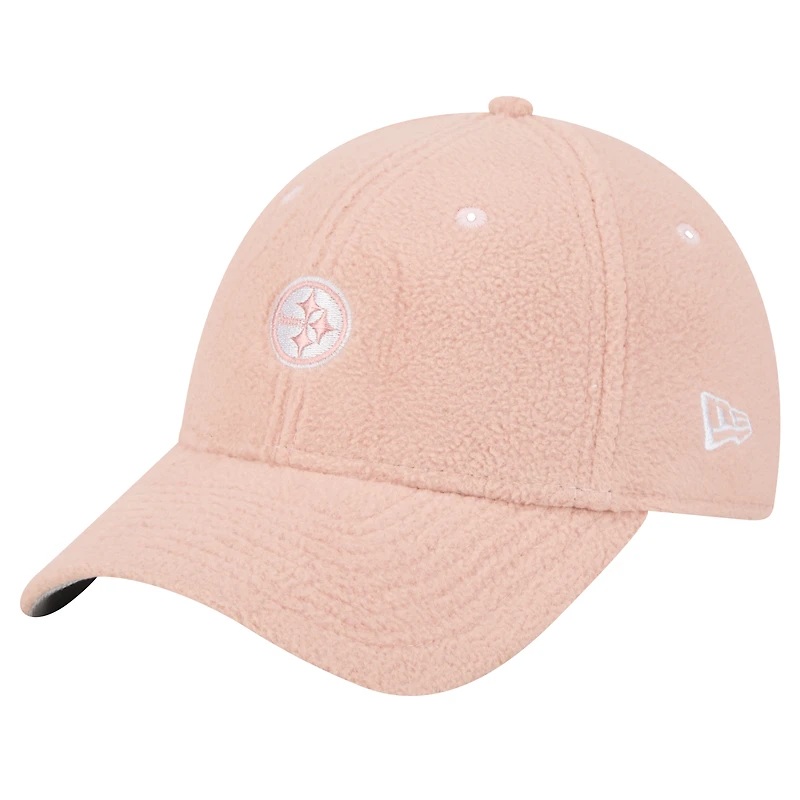 Casquette ajustable Cozy Sherpa 9FORTY rose clair pour femme New Era Pittsburgh Steelers