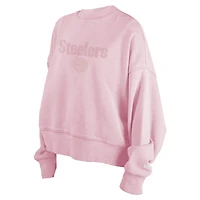 Sweat-shirt confortable rose Pittsburgh Steelers New Era pour femme