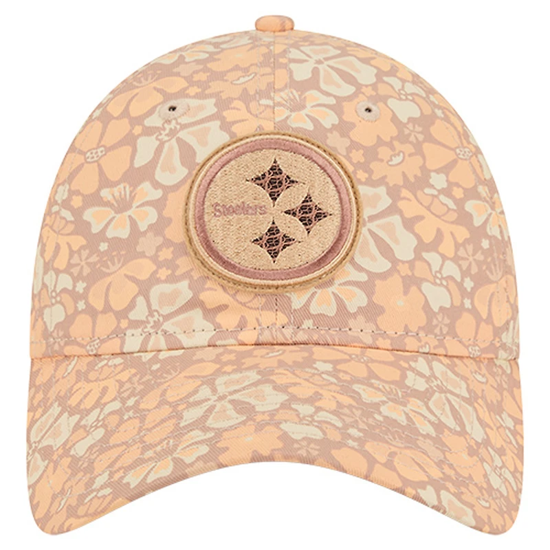 Women's New Era  Tan Pittsburgh Steelers Floral 9TWENTY Adjustable Hat