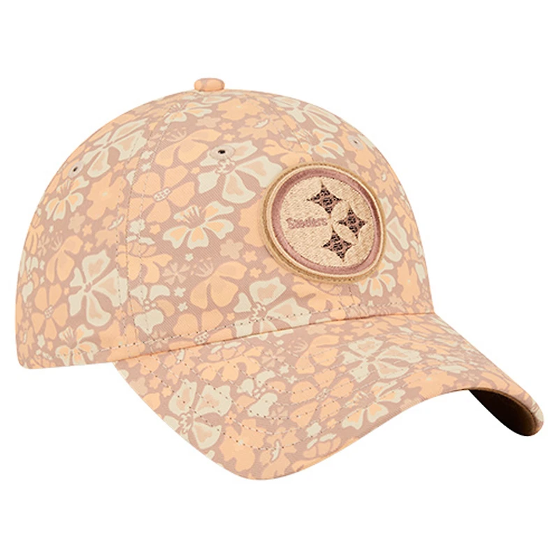 Women's New Era  Tan Pittsburgh Steelers Floral 9TWENTY Adjustable Hat