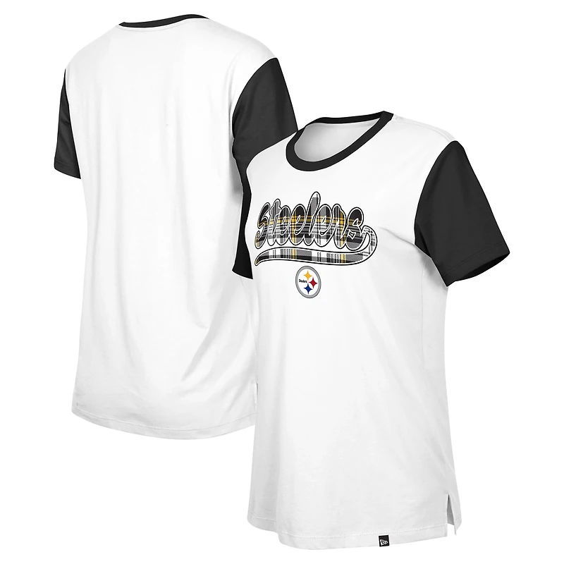 T-shirt 3rd Down des Pittsburgh Steelers de New Era pour femme, blanc/noir
