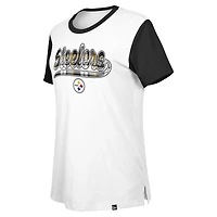 T-shirt 3rd Down des Pittsburgh Steelers de New Era pour femme, blanc/noir