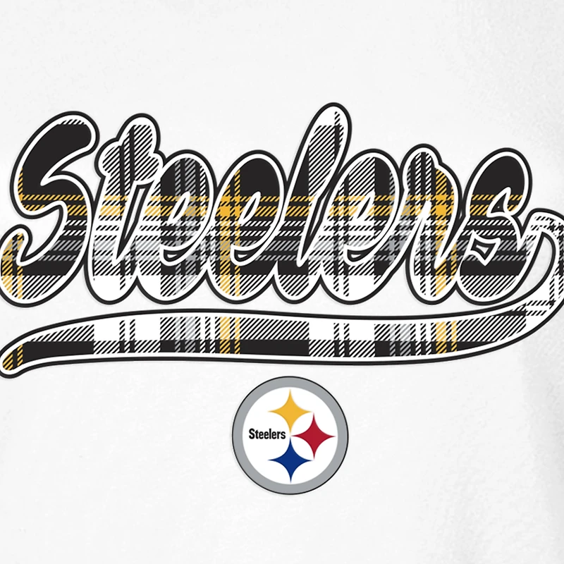 T-shirt 3rd Down des Pittsburgh Steelers de New Era pour femme, blanc/noir