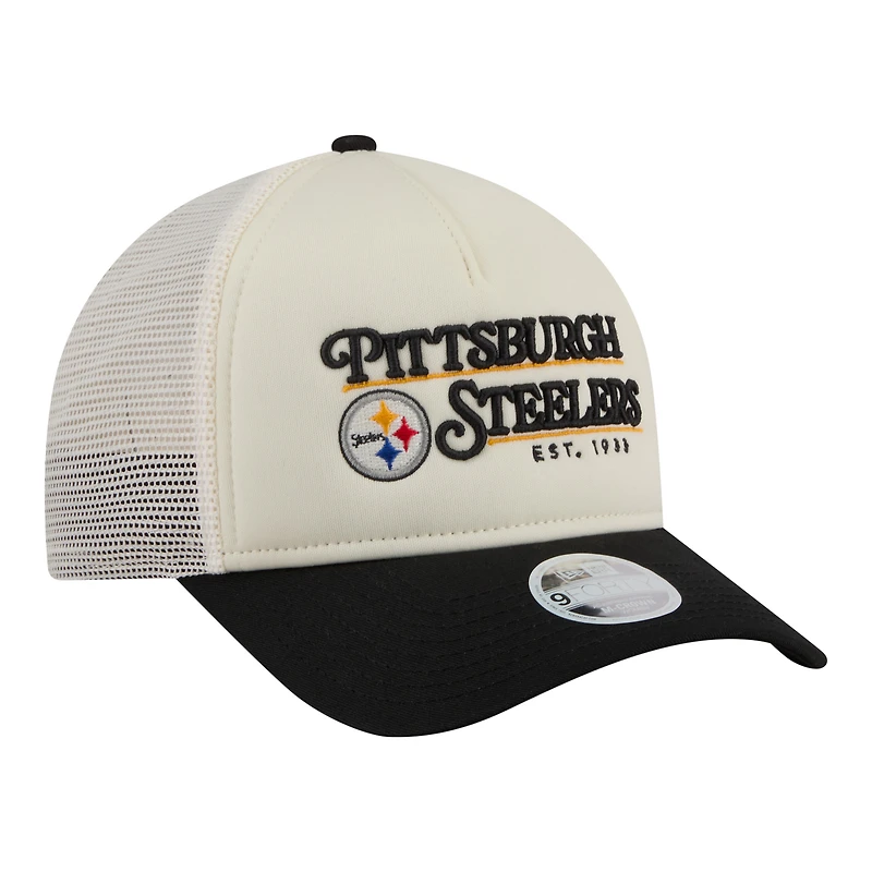 Women's New Era White/Black Pittsburgh Steelers Retro A-Frame 9FORTY Adjustable Hat