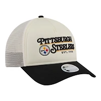 Women's New Era  White/Black Pittsburgh Steelers Retro A-Frame 9FORTY Adjustable Hat