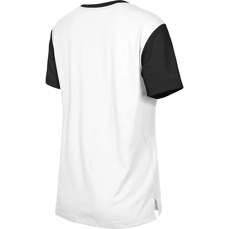 T-shirt à couleurs contrastées Third Down des Pittsburgh Steelers New Era pour femme, blanc/noir