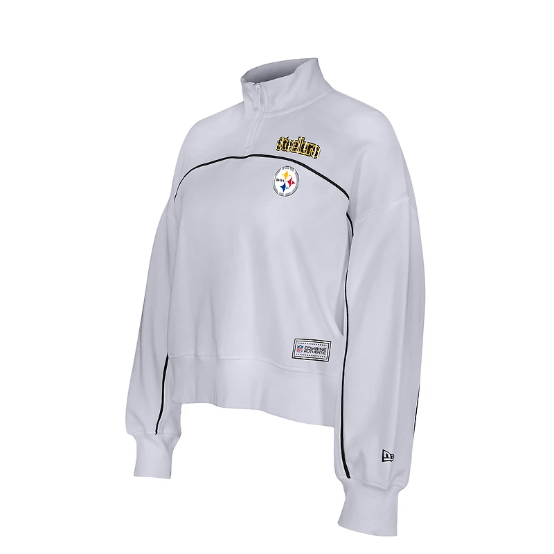 Sweat-shirt fonctionnel à fermeture éclair quart de tour pour femme New Era Pittsburgh Steelers blanc