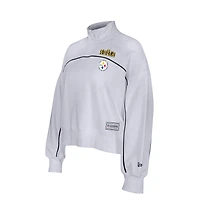 Women's New Era White Pittsburgh Steelers Functional Fandom Quarter-Zip Sweatshirt