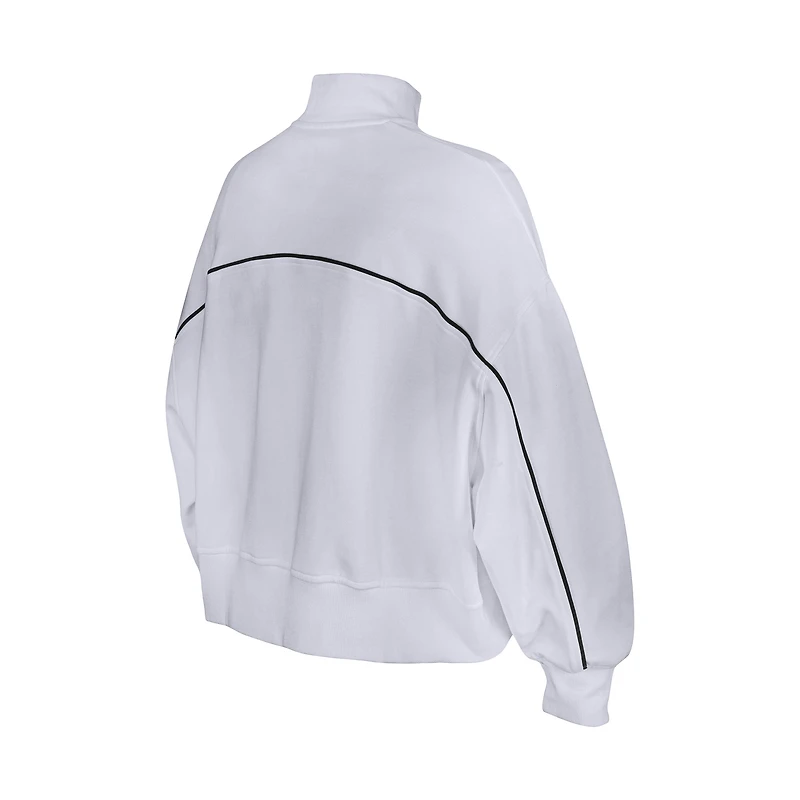 Sweat-shirt fonctionnel à fermeture éclair quart de tour pour femme New Era Pittsburgh Steelers blanc