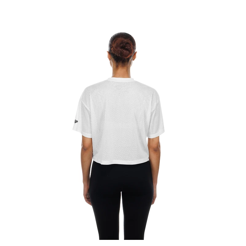Women's New Era  White Pittsburgh Steelers Summer Mesh Cropped Boxy T-Shirt
